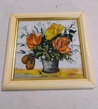 Vtg  MCM Gravel Mica Still-Life Flower Vase Wall Art  picture