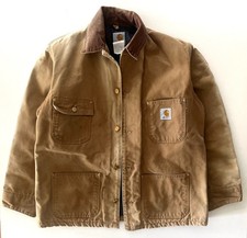 Vintage Carhartt C01 Duck Chore Coat Blanket Lined Brown Size 42 Large picture