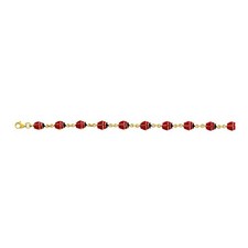 14K Yellow Gold Enamel Ladybug Bracelet (Solid Links) 7