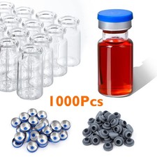 100-1000Pcs 10ml Clear Glass Headspace Vials w/ Plastic-Aluminum Flip Off Caps picture