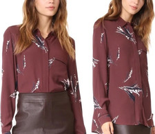 GANNI Montrose Crepe Floral Shirt in Decadent Chocolate 38 / M picture