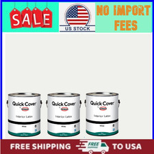3PACK Glidden Quick Cover Interior Latex Paint Flat, White, 1 Gallon picture