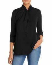Lysse Vanessa Knot Front Top Size XS Womens Black Chiffon Blouse Twist Mock picture