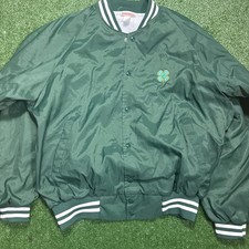 Vinage 80's Satin Bomber Jacket 4-H Club Full Zip Size XL picture