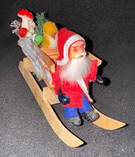 Antique German Santa Claus W/Wooden Sleigh Original Erzgebirge Expertic Germany picture