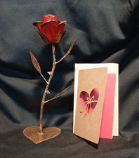Ainyrose Metal Forever Rose Golden w/Heart-shaped Base & Blank Card [GF3] picture