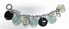Talbots Signed Silver Oval Link Charm Bracelet Lobster Clasp Round Dangle picture