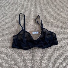 Skims After Hours Onyx Logo Mesh Straight Neck Underwire Bra, Size XS NWT picture