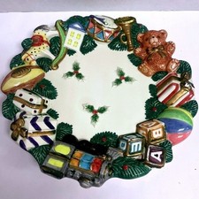 Omnibus Fitz and Floyd Christmas Toy Wreath 8 inch Ceramic Decorative Plate picture