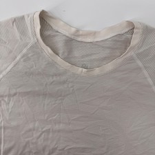 Lululemon Swiftly Tech Top Womens 8 Gray Striped Short Sleeve Crew Neck Slim Fit picture