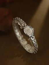 Dainty Silver Vintage Style Watch Women Elegant Lightweight Bracelet Watch Gift picture