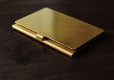 Vintage Solid Brass Business Card Holder Desk Stand Office Decor Mid Century picture