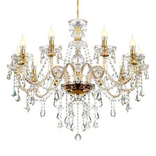 10 Lights Luxury Gold Crystal Chandelier Ceiling Light Pendant Fixture Lightingt picture