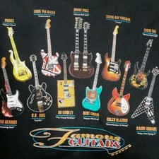 Vintage Famous Guitars Shirt Short Sleeve Black Unisex S-234XL picture