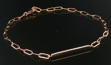 14KT Rose Gold Paper Clip Bracelet with Diamonds 7in 2.6g picture