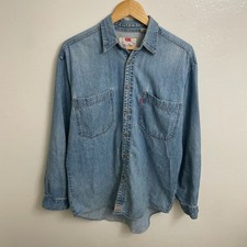 Vintage 80s Levi's Denim Button-Up Shirt Light Wash picture