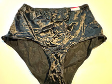 Cacique Sensual Curves Satin Brief Panties Plus 26/28 Black High Rise picture