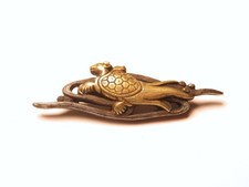 Edo peirod Japan antique turtle copper one kata Menuki sword katana fittings picture
