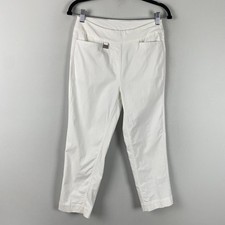 Lulu-B Pull On Cropped Pants Size 4 White Pockets Stretch picture