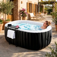 NAIZEA 2 Person Inflatable Oval Hot Tub with 100 AirJets,RelaxedSpa75”X47''X26'' picture