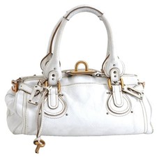 Authentic Chloe Paddington Leather Shoulder Hand Bag White AD537 picture