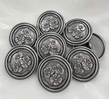 6PC Vintage Antique Silver Flowers Metal Buttons Crafts Sewing Shank Buttons 22m picture
