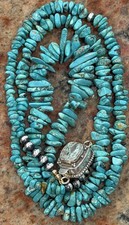 Native American Rare Carico Lake Turquoise Necklace, Polished, Navajo SS picture