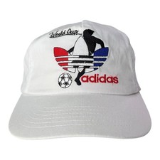 Vintage 1994 Adidas World Cup USA 94 Soccer Snapback Hat White Trefoil Cap picture