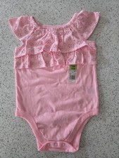 NWT Garanimals Baby Girl Bodysuit – Pink Eyelet Ruffle – 24 Months picture