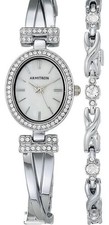 Armitron Women's Premium Crystal Accented Bangle Watch and Set *NEW in Gift Box* picture