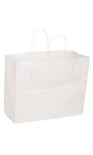 SSWBasics Large White Kraft Paper Shopping Bags with Handles - 16