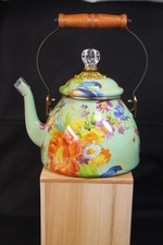 MacKenzie-Childs Flower Market 2 Quart Tea Kettle Green New Never Used Beautiful picture