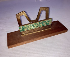 Vintage Terra Sancta Guild 1968 Enameled Brass Letter Holder On Wood Base picture
