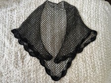 Vintage Whimsigoth Victorian Beaded Net Shawl Heavy Halloween Gothic Romance picture
