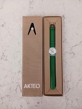 Vtg AKTEO Ladies Watch With Green Band Gardener Theme New Old Stock 1990s w/ Box picture