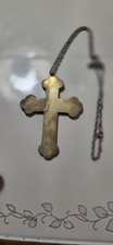Vintage Brass Cross Dove 4 Inch Patina Christian Religious Wall Decor picture