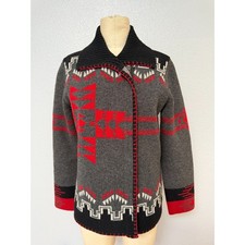 Vintage 80s Pendleton Folk Art Southwestern Sweater Jacket Heavy Knit Cardigan picture