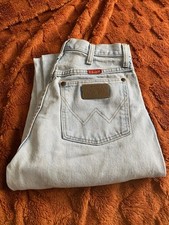 Vintage Wrangler Jeans Made In USA Light Wash High Rise Straight Leg Denim (26) picture