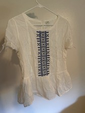 J.CREW Women's Size 4 Blue And White Blouse picture