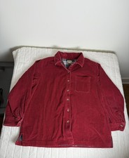 VTG LL Bean Shirt Mens Large Red Plaid Corduroy Button Down Long Sleeve Lined picture