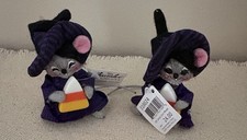 2024 Annalee Dolls - Pair Of 3 Inch Witch Candy Corn Halloween Mice picture