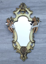 Vintage Italian Cherub Wall Mirror Baroque Rococo Musician Putti Italy 22