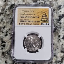 UNDER VALUE NGC 2026 P Mayflower Compact 25C Gem Uncirculated Quarter picture