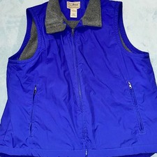 Vintage L.L. Bean Fleece Lined Nylon Vest Mens XL Blue Purple Hiking Gorpcore picture