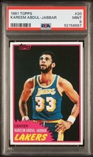 Graded 1981 Topps Kareem Abdul-Jabbar #20 Basketball Card PSA 9 Mint picture