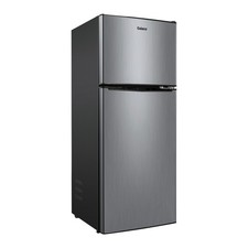 Galanz 4.6 Cu Ft 2-Door Mini Fridge w/Freezer Stainless Steel 19.13” Wide picture