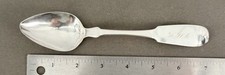  1850s Coin Silver  7.5” Spoon W.M. Root & Brother Pittsfield MA Fiddle Pattern  picture
