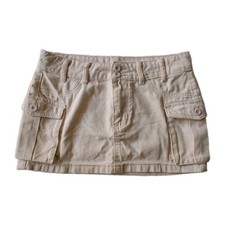 SHEIN Petite S Cargo Mini Skirt Beige Tan Flap Pocket Low Rise Y2K Utility... picture