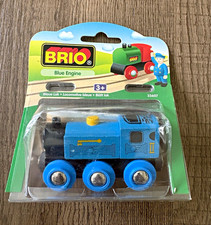 BRIO Blue Engine Wooden Train Locomotive 33607 Vintage 2001 Made in Sweden picture