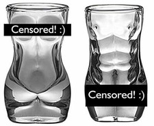 His and Her Shot Glass Set Male and Female Naked Body Shots Valentines Gift picture